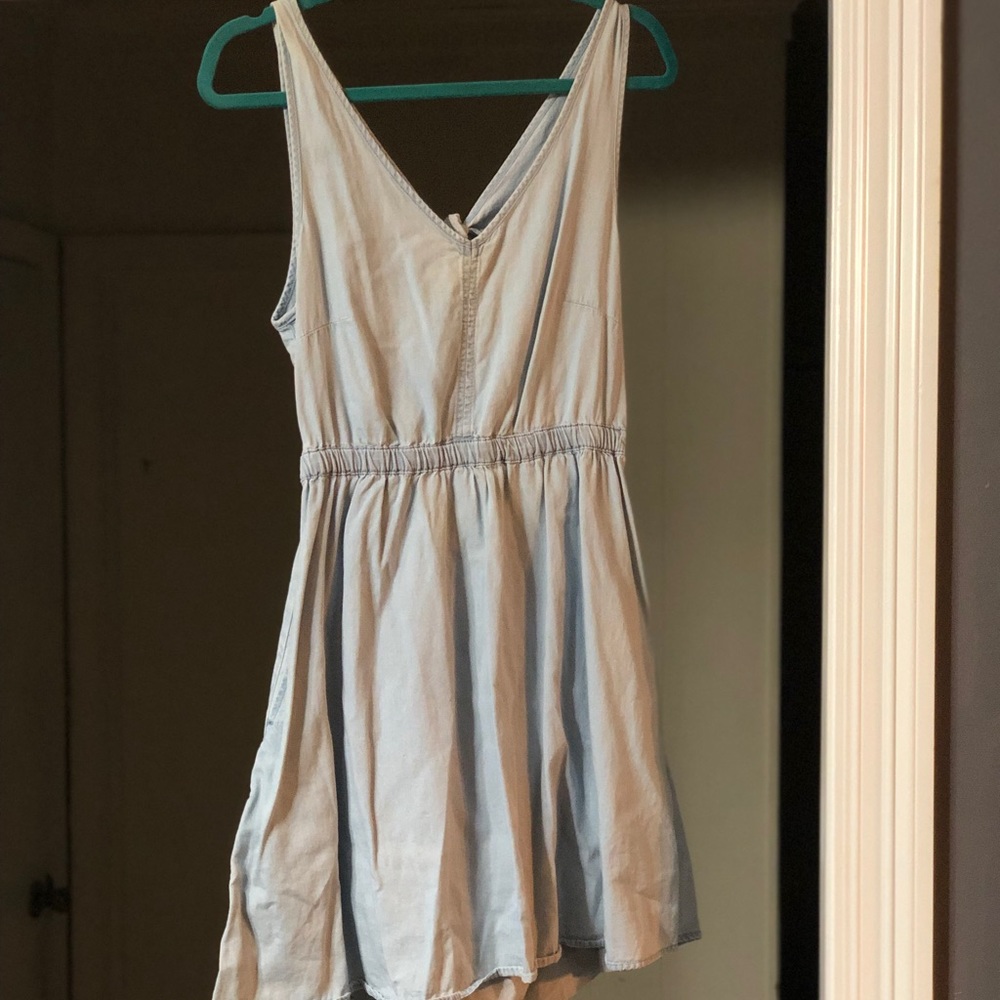 Denim open back dress
